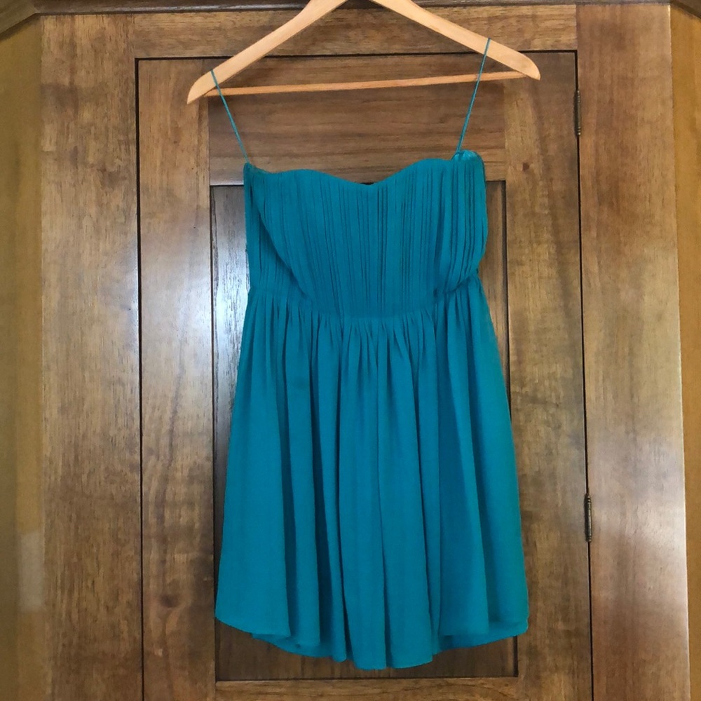 Alice + Olivia strapless teal dress